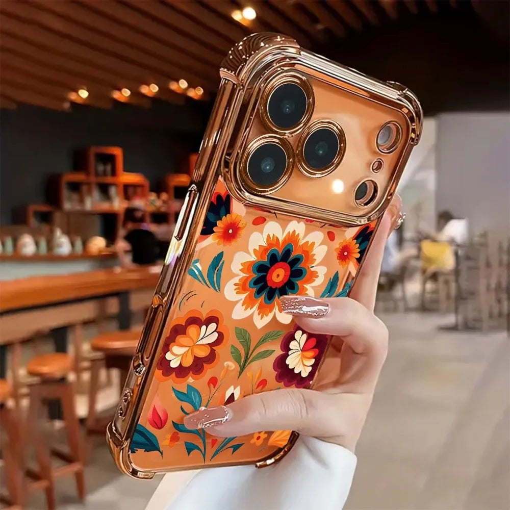 Colorful Flower Electroplated Case for iPhone 17 16 15 14 13 Pro Max