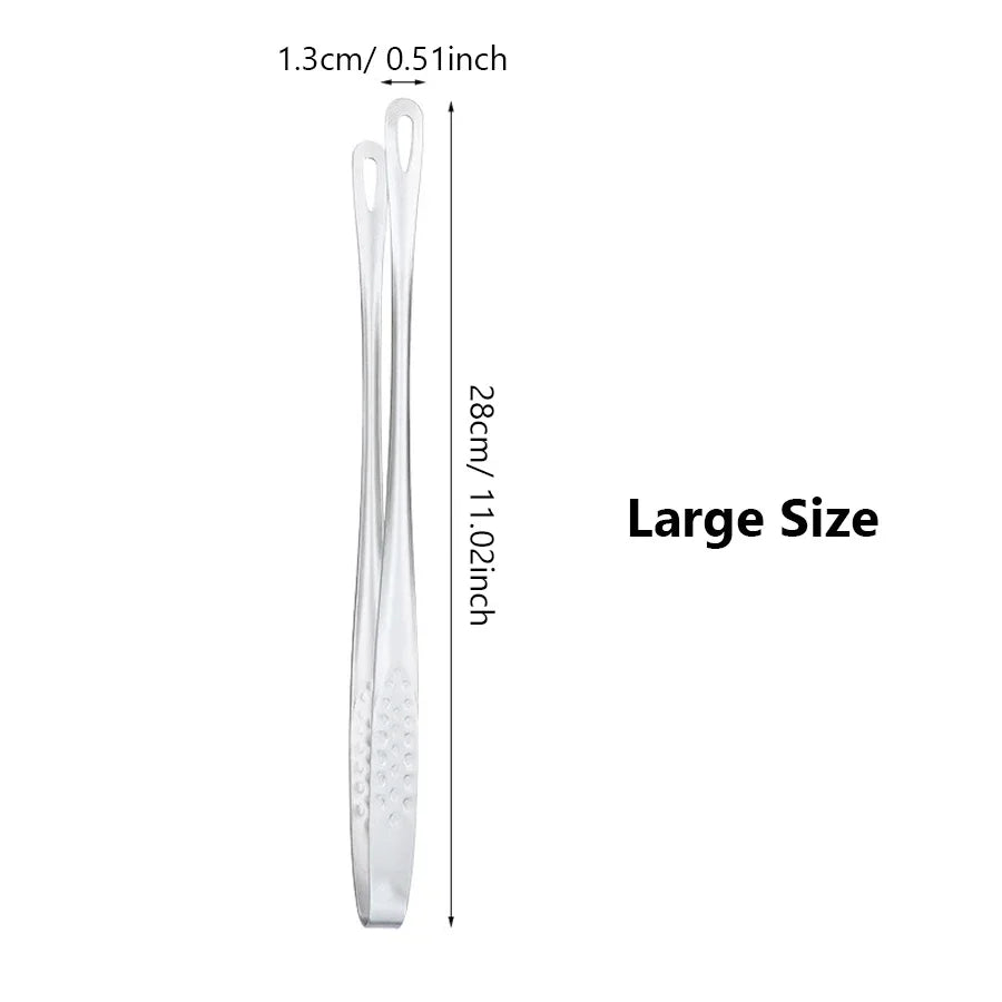 Long Stainless Steel Kitchen Tongs – Non-Slip BBQ & Grill Food Clamp Tool