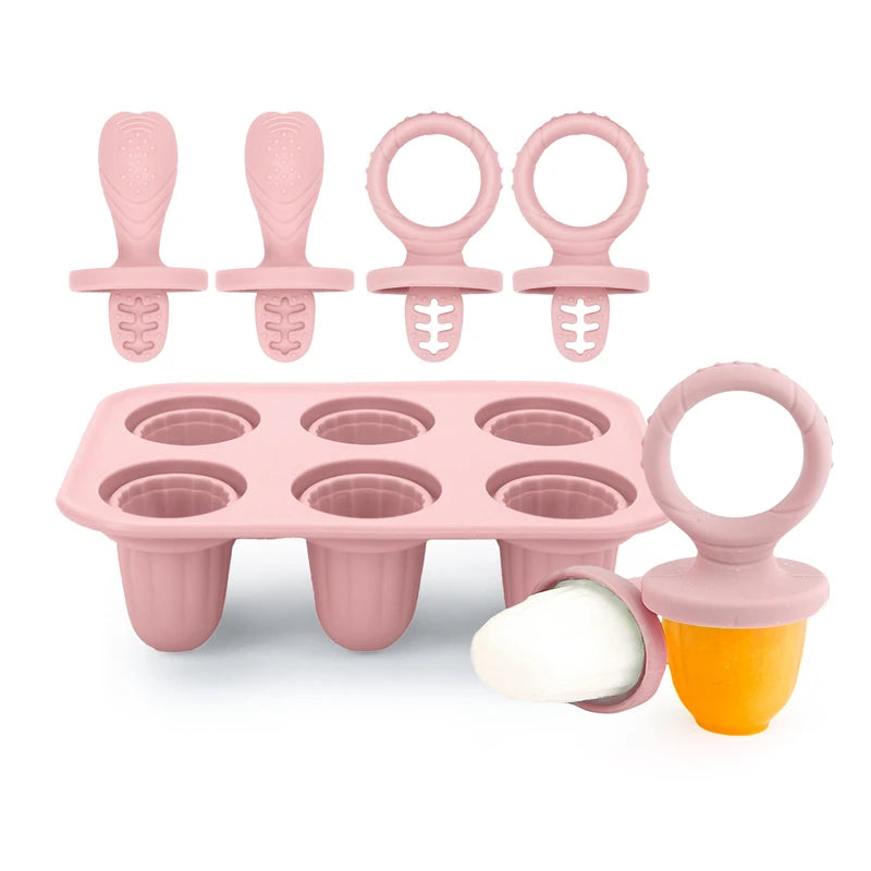 Baby Teething Popsicle Mold 4/6 Cavity – DIY Milk Ice Cream Stick Tray