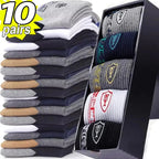 10 Pairs Men's Bamboo Fiber Socks Breathable Cotton Sports & Business Sox