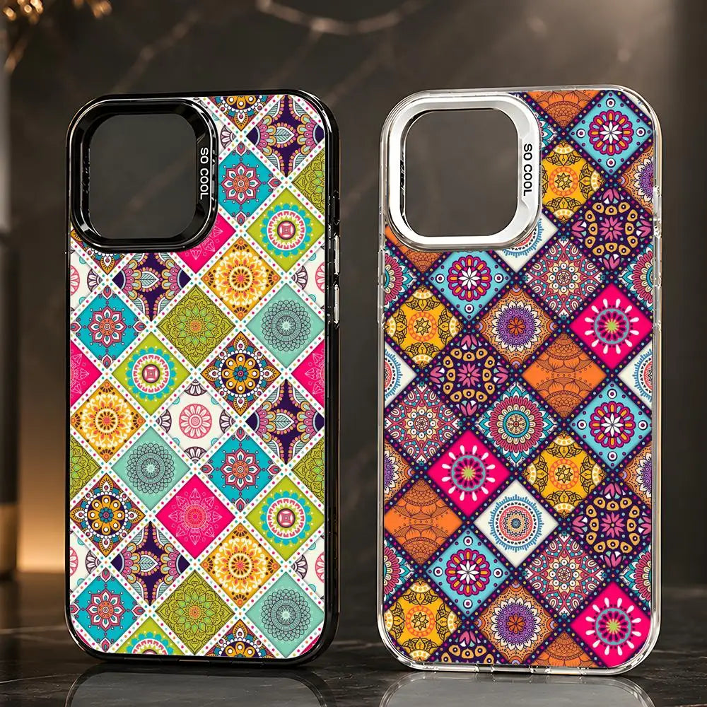 Iridescent Mandala TPU Case for iPhone 17 16 15 14 13 12 Pro Max Cover