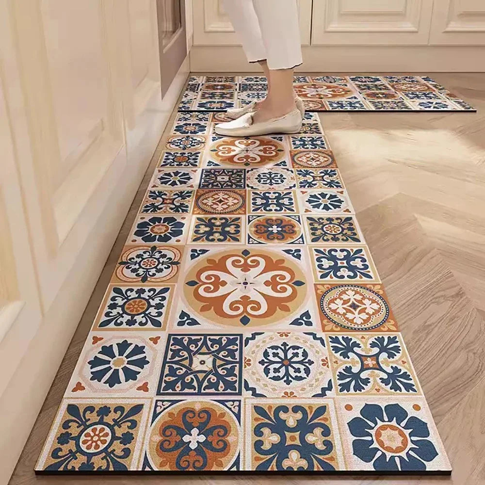 Kitchen Mat Absorbent Printed Rug Non-Slip Long Floor Carpet