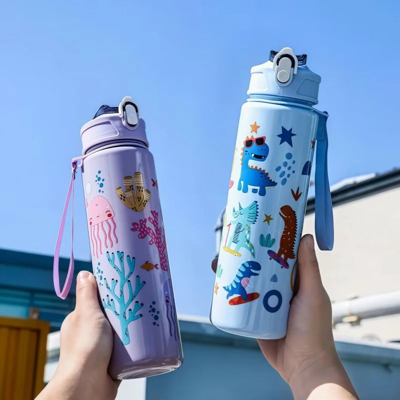 750ml Dinosaur Kids Water Bottle Leakproof Straw Cup Main image