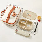 WORTHBUY 3 Grid Lunch Box Microwave Safe Detachable Bento Container