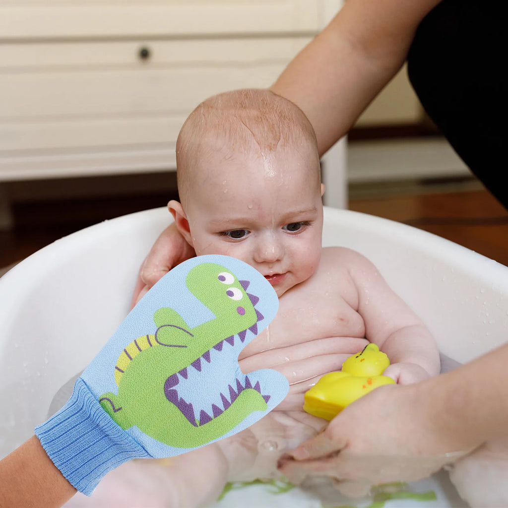 2PCS Baby Bath Gloves Soft Cartoon Bath Sponge Scrubber