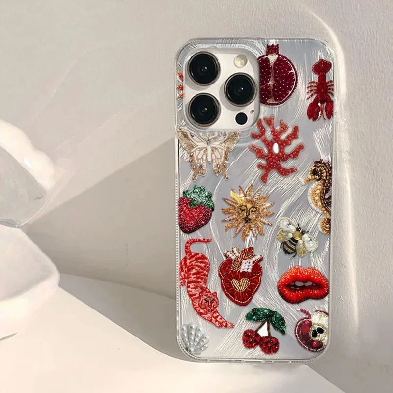 Aesthetic Love Painted Phone Case for iPhone 16 15 14 13 12 Pro Max