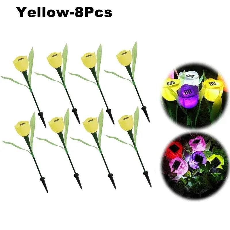 Solar Tulip Rose Flower Lights for Waterproof Garden Decor