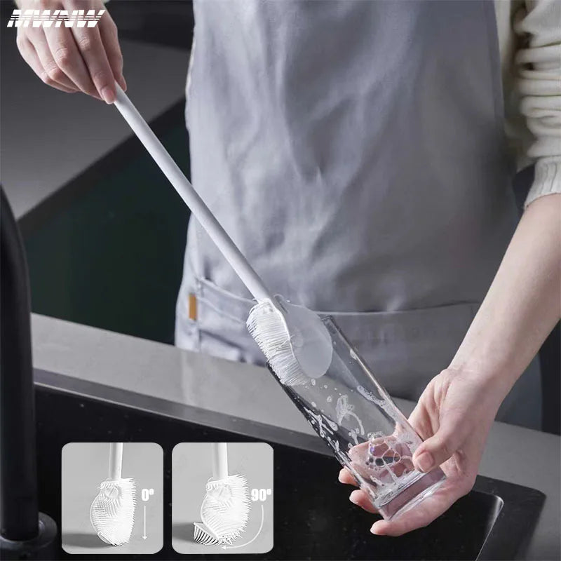 360° Silicone Bottle Brush Foldable Long Handle