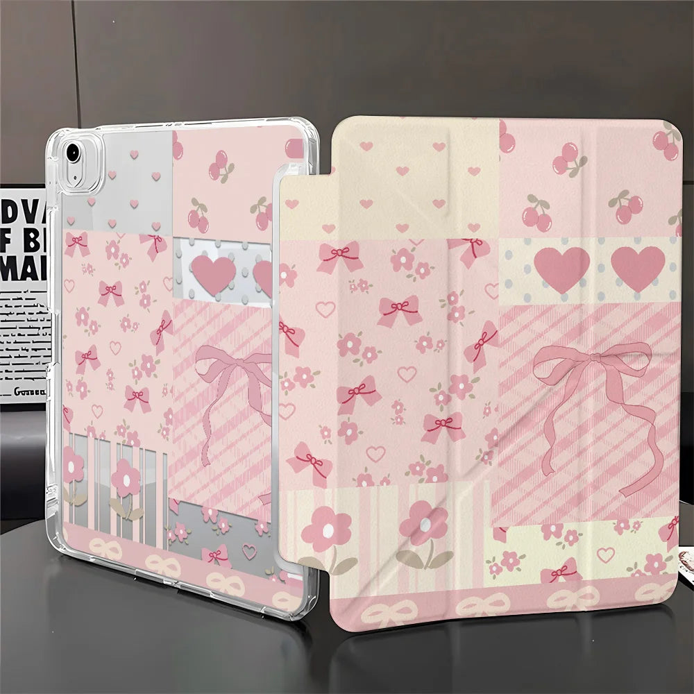 Pink Plaid Puppy Pencil Holder Case for iPad Pro 11 12.9 Mini 6
