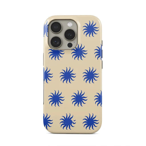 Luxury Blue Flower Double-Layer Case for iPhone 17 16 15 14 13 Pro Max
