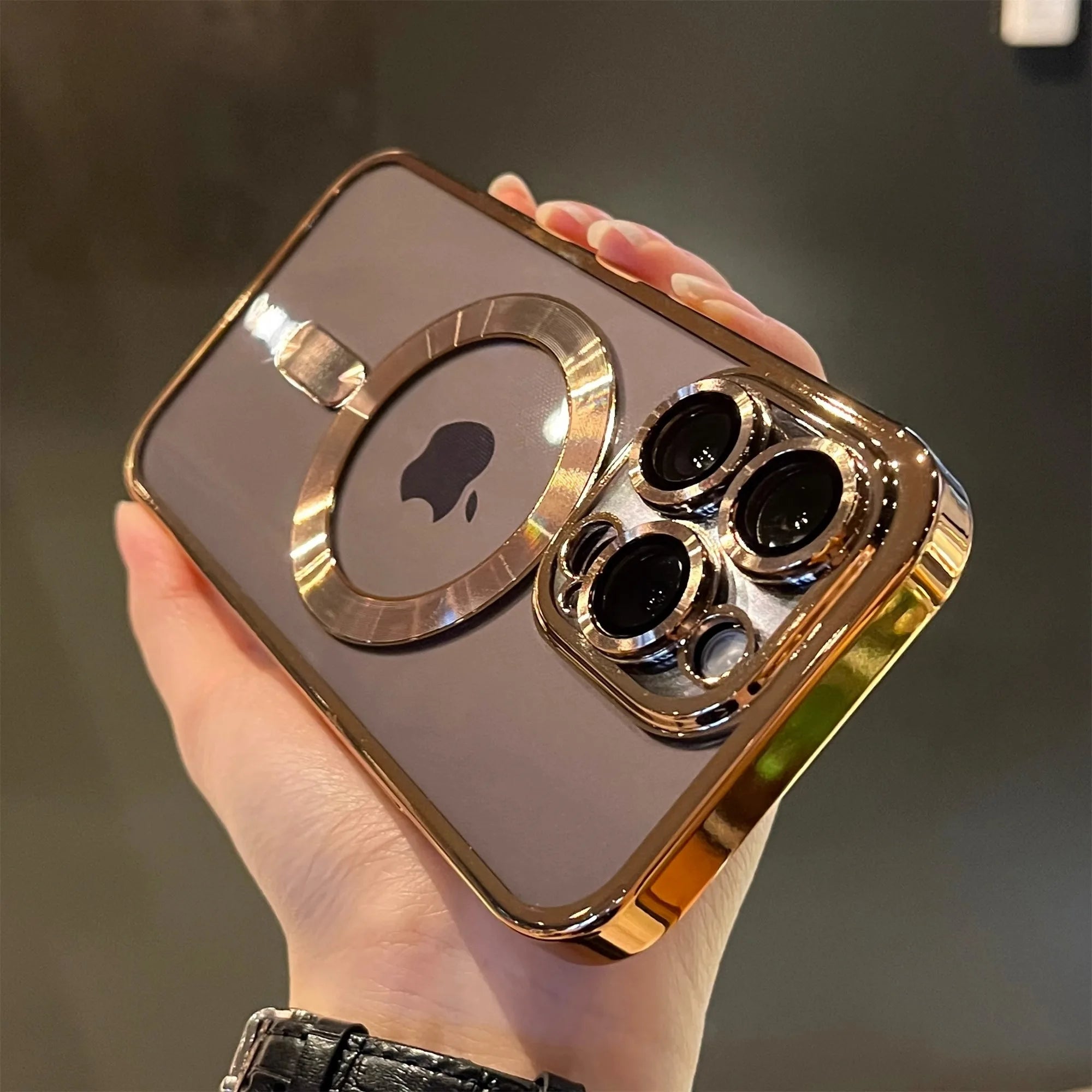 Magnetic Clear Plating Case for iPhone 11 12 13 14 15 16 17 Pro Max