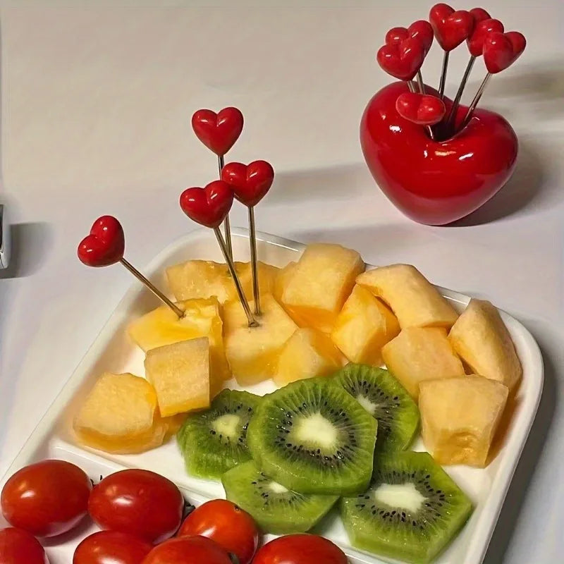 Love Fruit Fork Set Stainless Steel Cake, Snack & Dessert Forks Gift Set