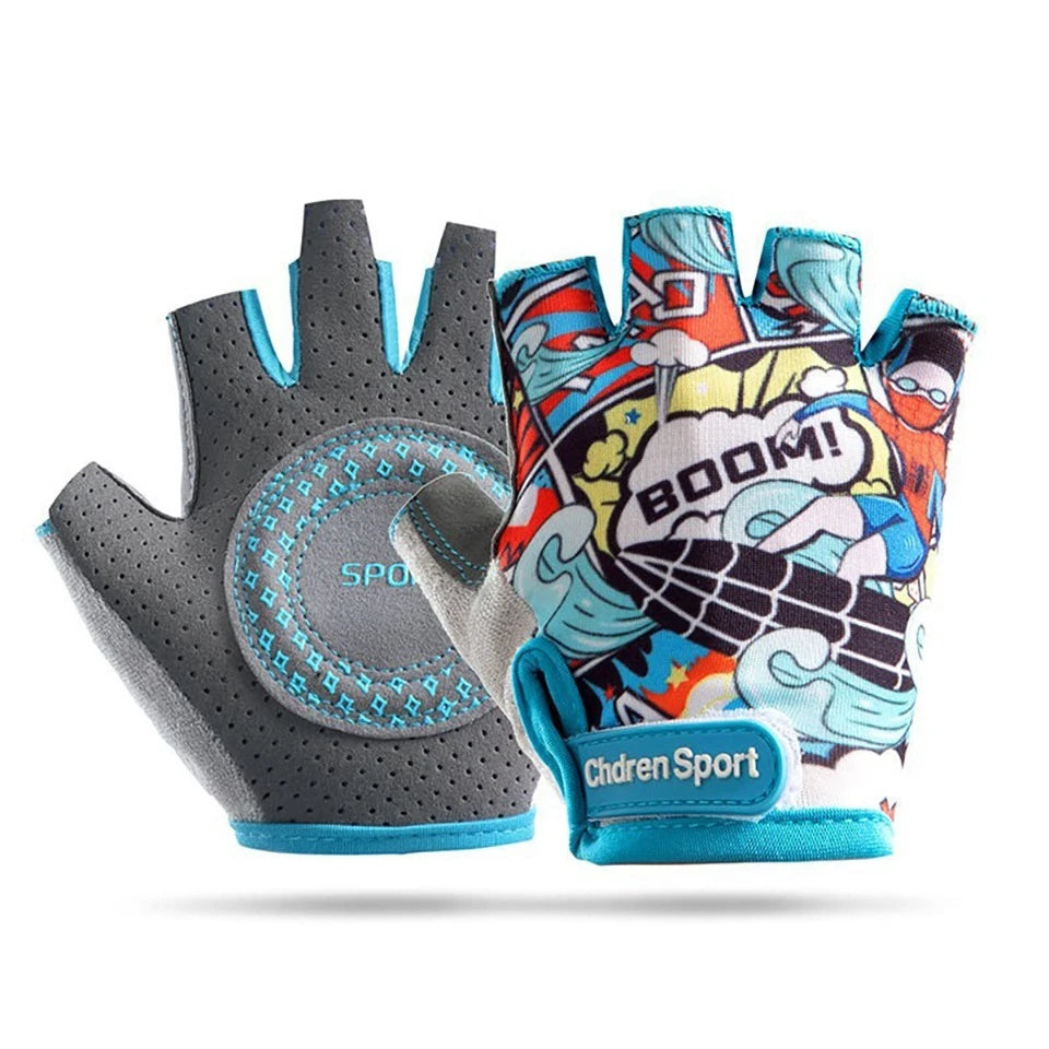 Kids Cycling Gloves Half Finger Breathable Anti Slip Bike