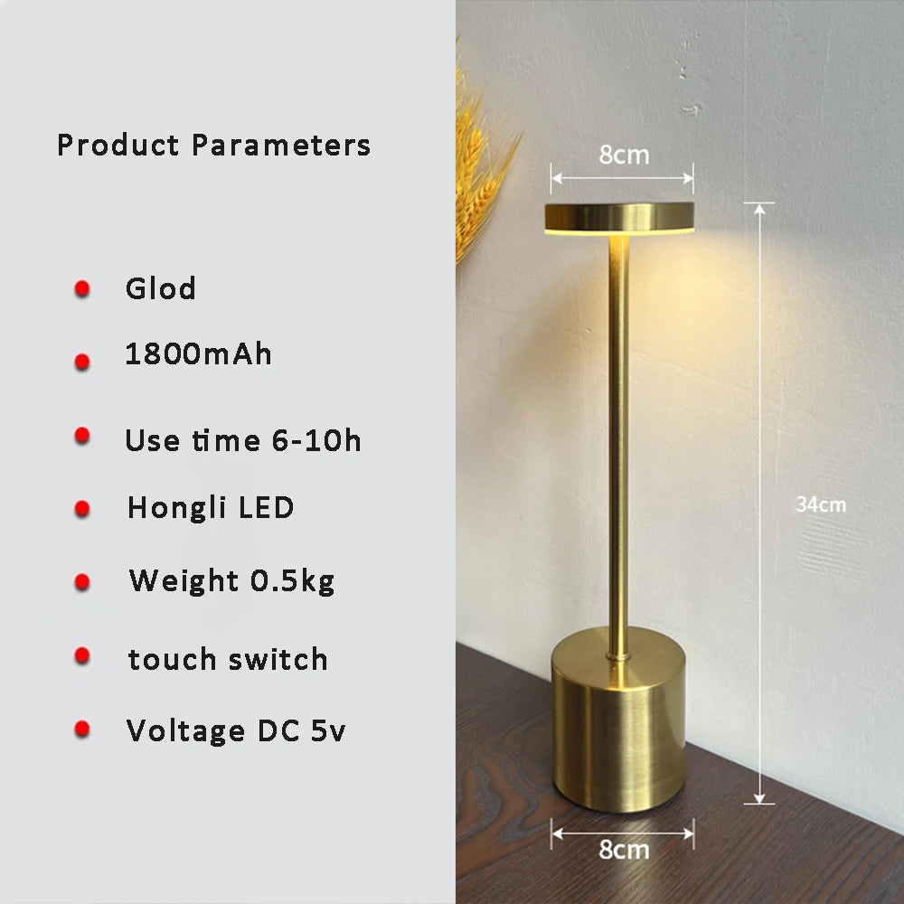 Rechargeable LED Table Lamp for Bedroom & Restaurant Décor