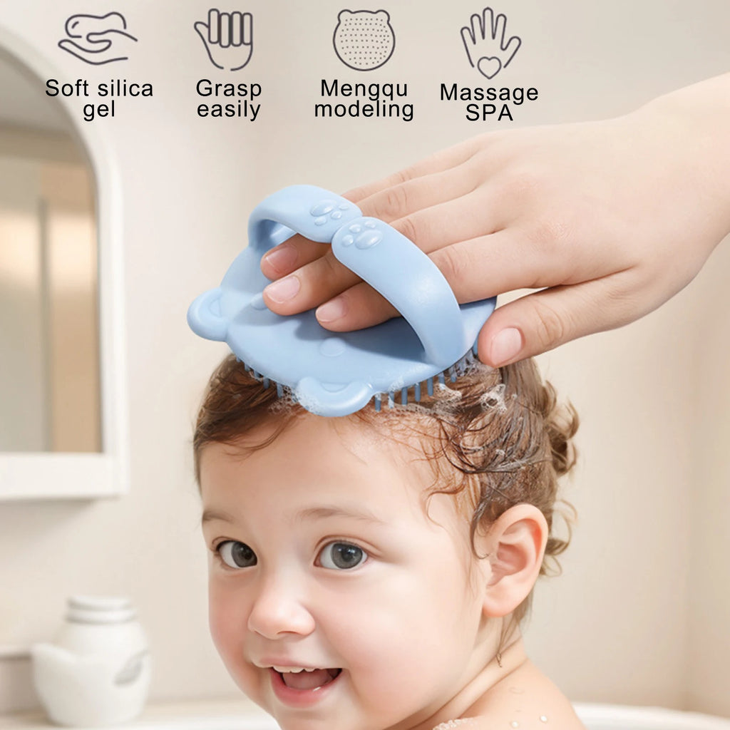 Baby Hair Brush Soft Scalp Massager Cute Bear Bath Brush