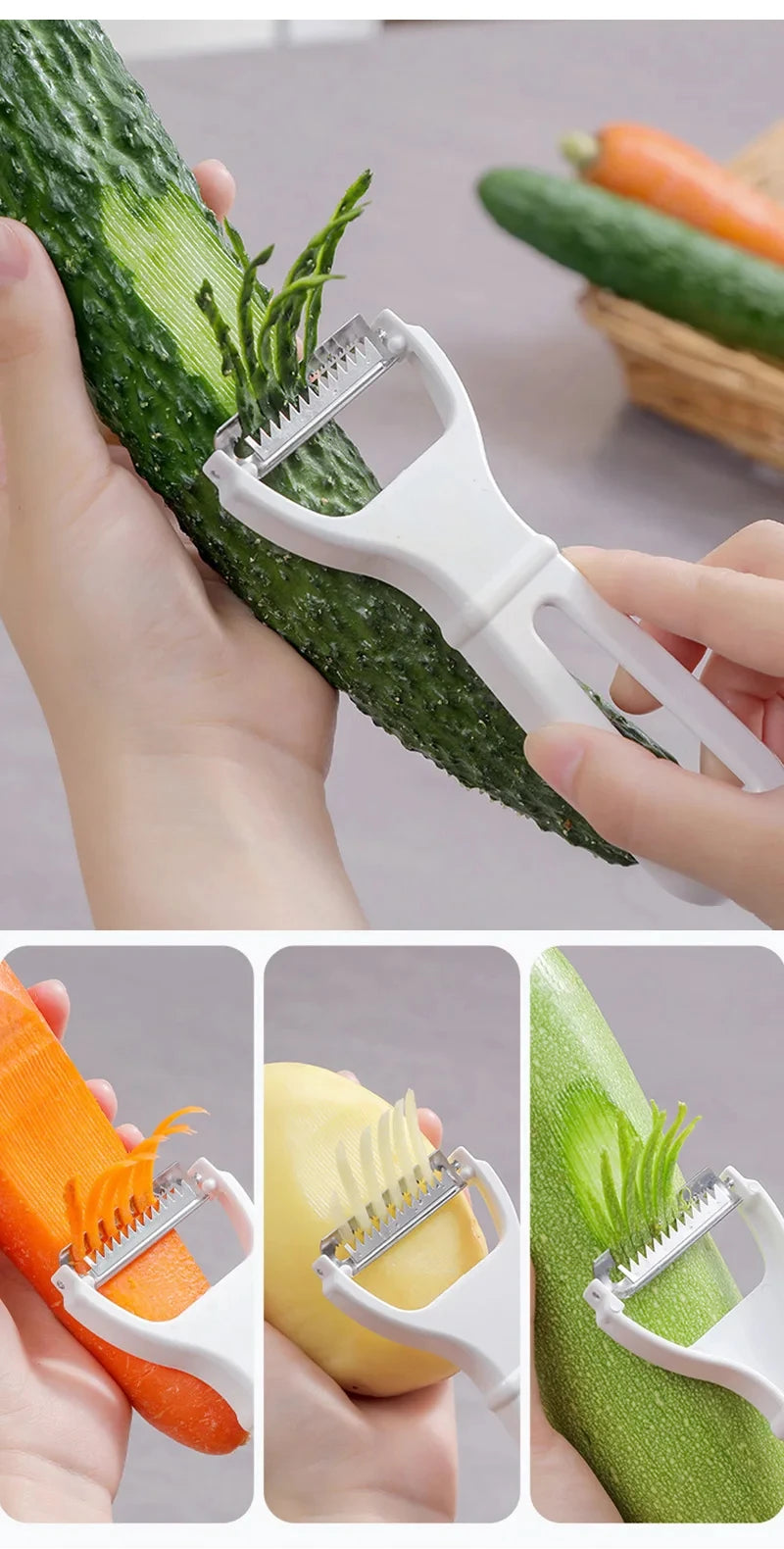 Manual Vegetable Grater & Julienne Peeler – Stainless Steel Cutter Tool
