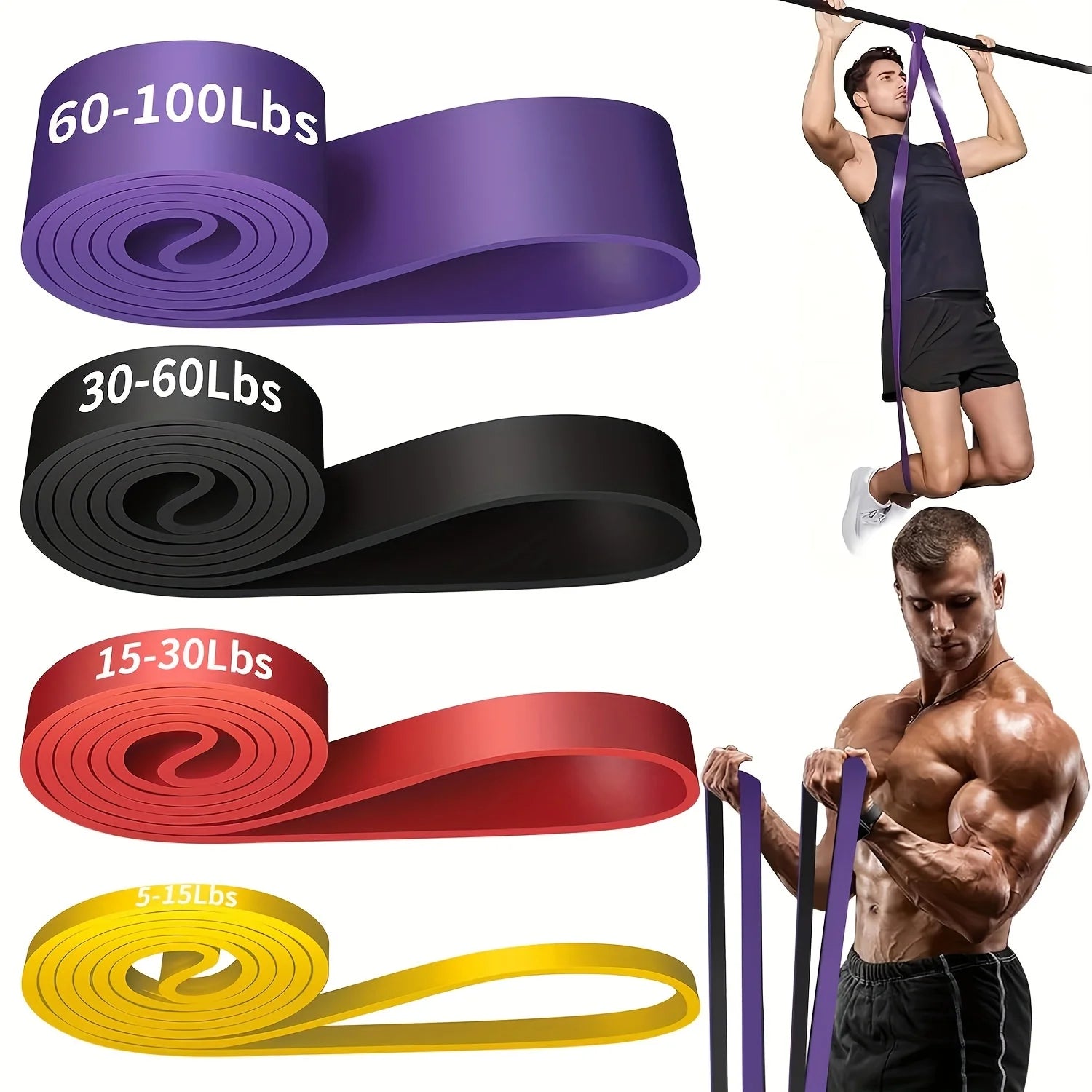Stackable Heavy Tension TPE Resistance Bands Anti-Snap Home Gym Yoga