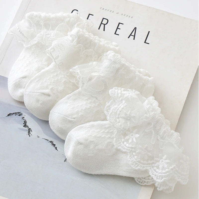 Princess Lace Baby Socks for Girls Cute Ruffle Anti-Skid Socks