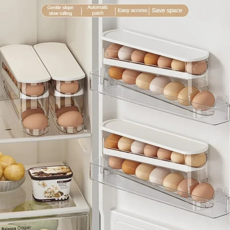 Rolling Egg Holder 2 Layer Fridge Organizer