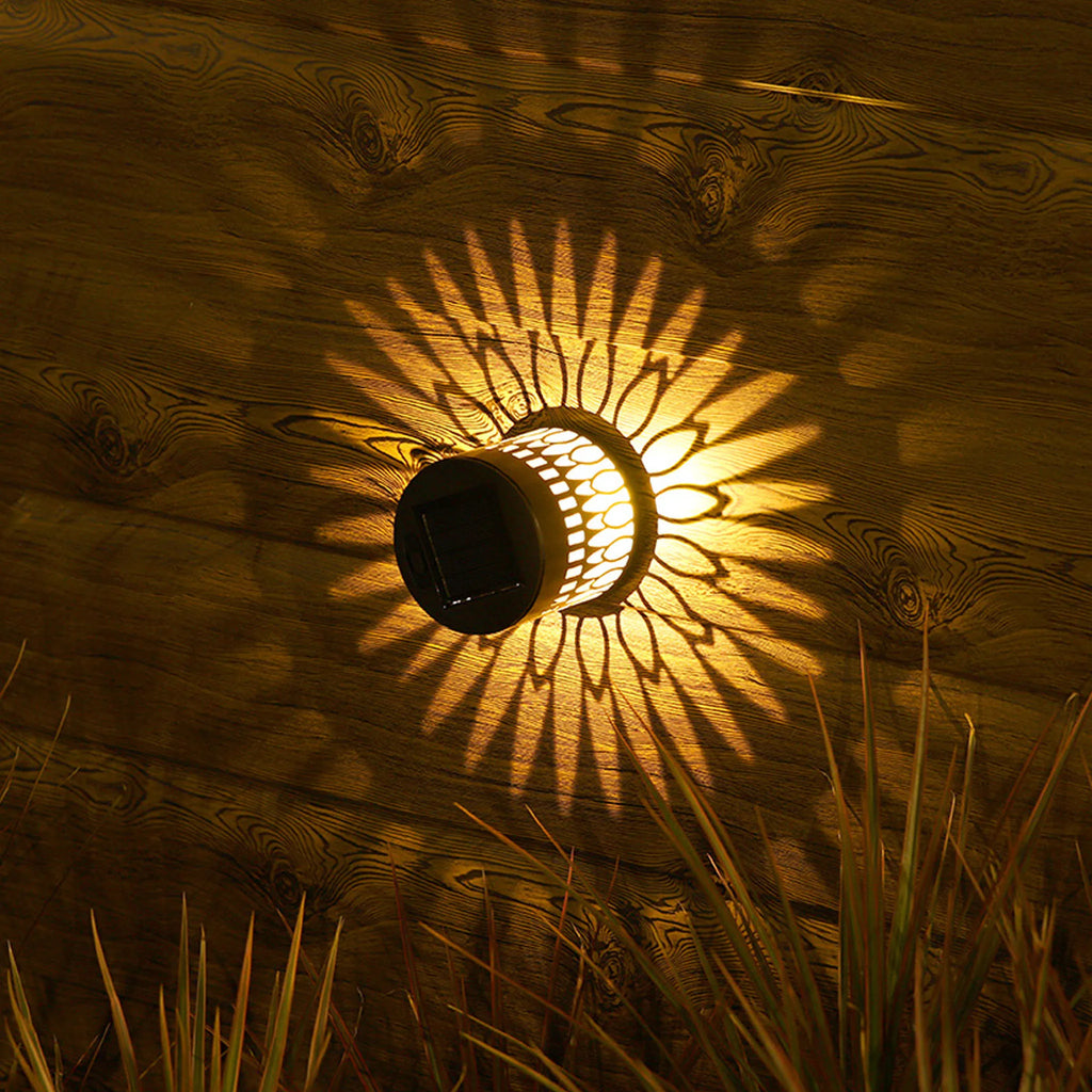Solar Mandala Sunflower Wall Light Waterproof Outdoor LED Garden Lamp