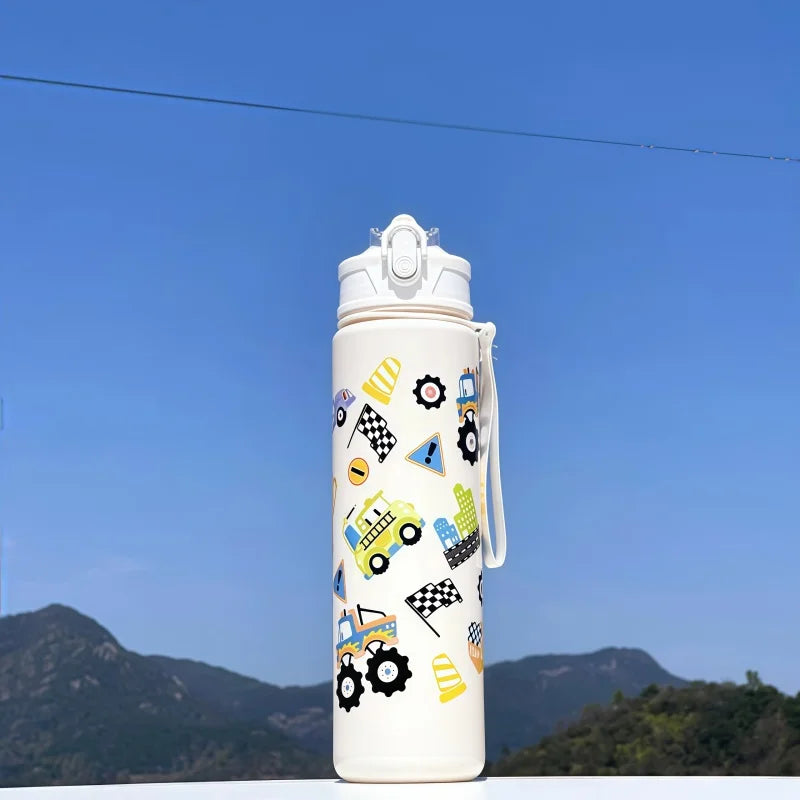 750ml Dinosaur Kids Water Bottle Leakproof Straw Cup