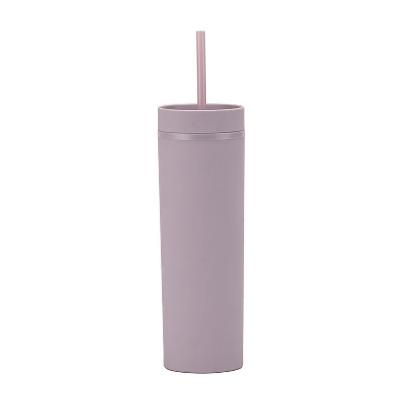 Double Wall Skinny Tumbler 473ml/480ml Cup with Straw & Lid
