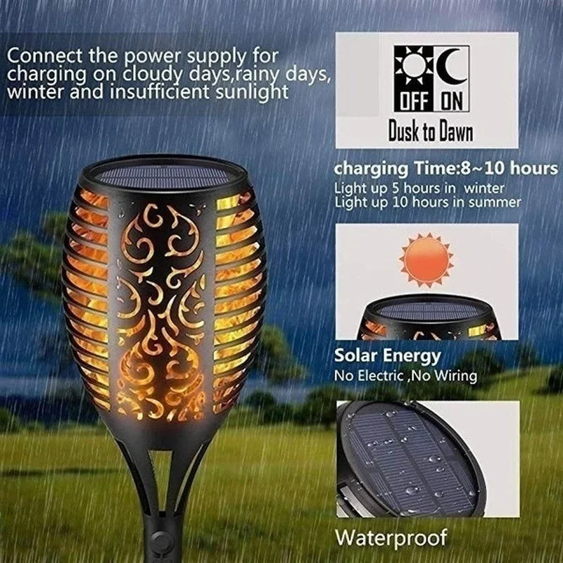Solar Flame Torch Lights Waterproof Garden Décor Secondary image