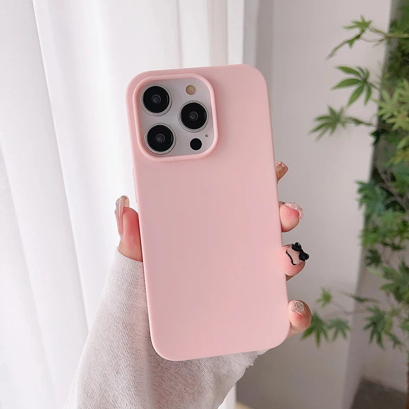 Candy Color Silicone Case for iPhone 11 12 13 14 15 16 Pro Max