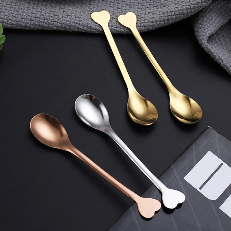 2Pcs Love Handle Coffee Spoon Set – Stainless Steel Tea & Dessert Spoon Secondary image