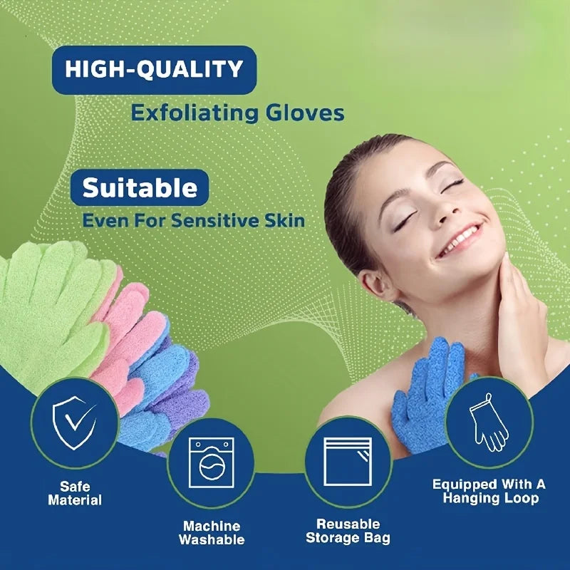 Colourful Exfoliating Bath Gloves Double Sided Spa & Shower Body Scrub