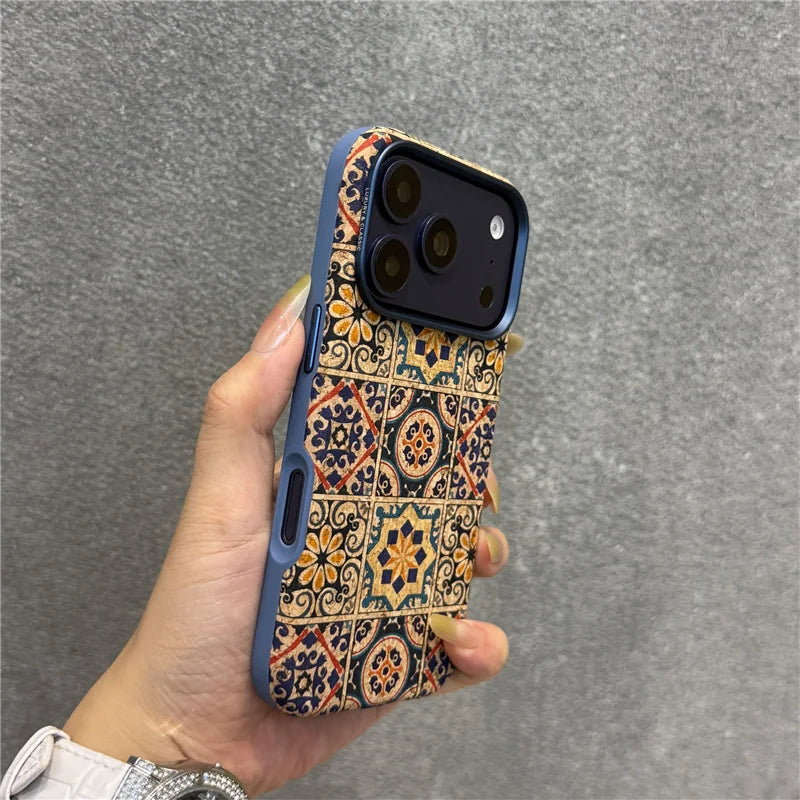 Magnetic Retro Floral Leather Magsafe Case for iPhone 17 Pro Max
