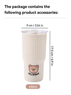 WORTHBUY Cute Bear Water Cup Leak Proof Portable Travel Tumbler