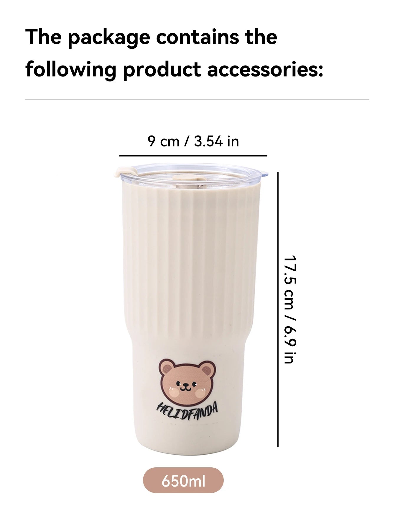 WORTHBUY Cute Bear Water Cup Leak Proof Portable Travel Tumbler