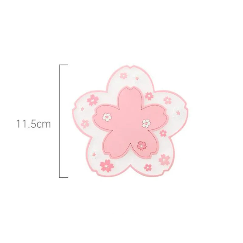 Kawaii Pink Sakura Silicone Coasters Blossom Cup Mats Home Décor Gift