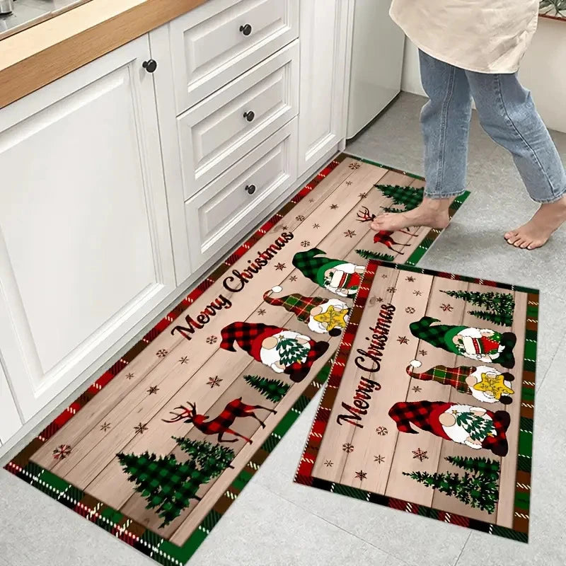 Christmas Cookies Tree Floor Mat Non-Slip Kitchen & Home Decor Rug