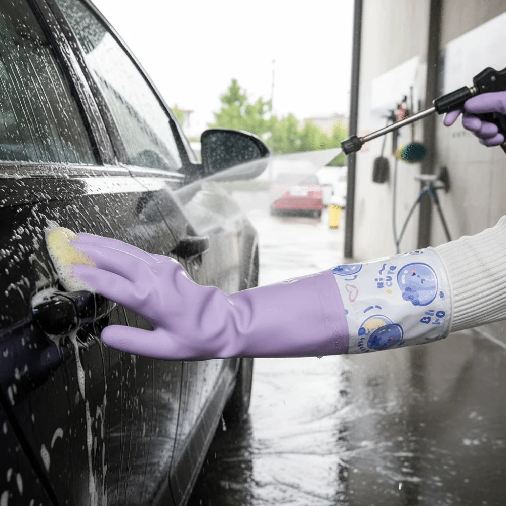 Winter Waterproof Rubber Gloves Fleece Lined Work Gloves
