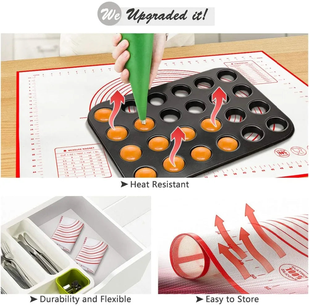 UNTIOR Silicone Baking Mat Non-Stick Dough Kneading & Pizza Rolling Pad