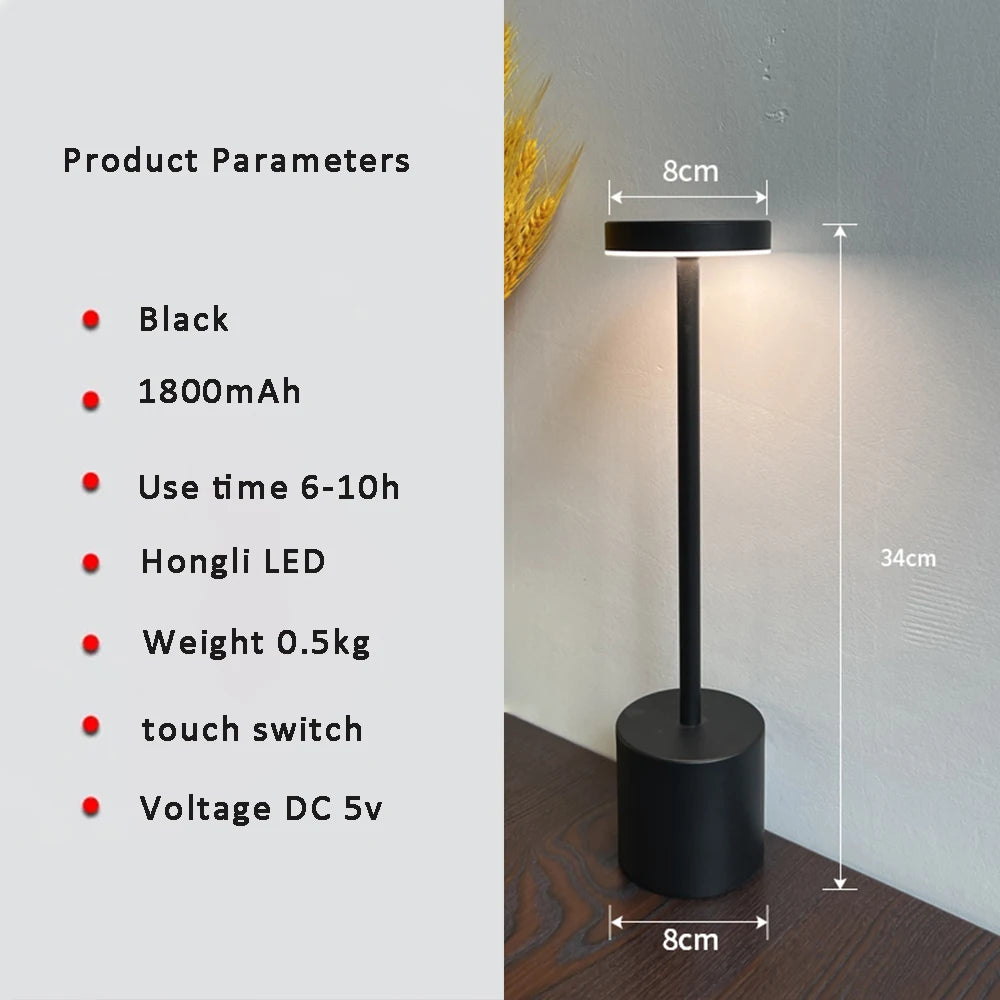 Rechargeable LED Table Lamp for Bedroom & Restaurant Décor