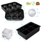 6 Grid Ice Cube Tray Large Round & Square Ice Mold for Whiskey & Cocktails