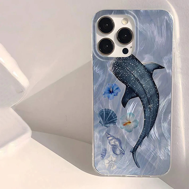 Ocean Shark Whale Shockproof Case for iPhone 17 16 15 14 13 Pro Max