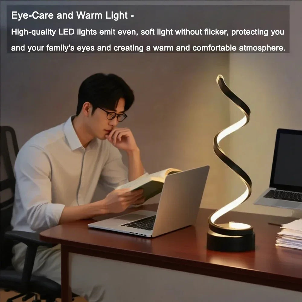 LED Spiral Dimmable Table Lamp for Bedroom & Office