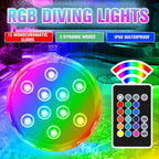 10 Color Changing Submersible LED Pool Lights with Remote