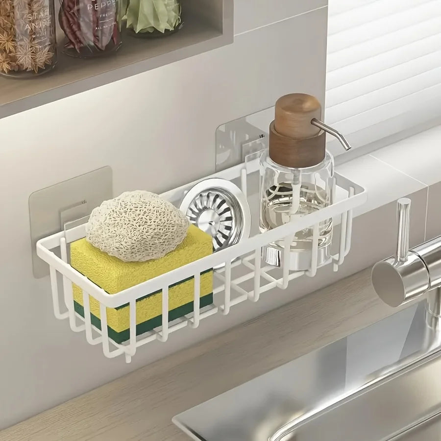 Kitchen Sink Organizer No-Drill Sponge & Brush Storage Rack
