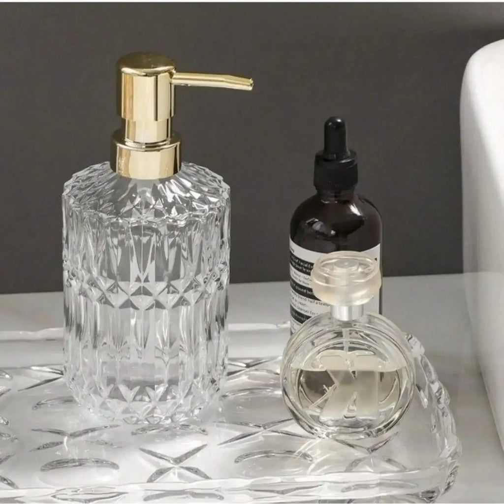 400ML Clear Glass Soap Dispenser Refillable Hand Wash & Sanitizer Bottle