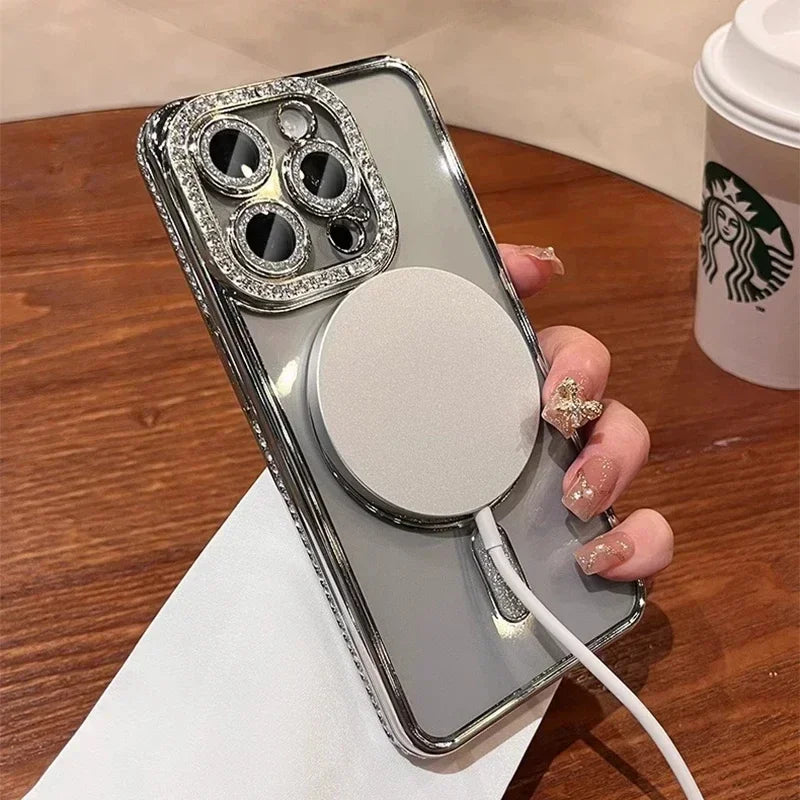 Glitter Diamond Magnetic Case for iPhone 17 16 15 14 13 12 11 Pro Max