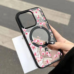 Pink Cherry Floral Magnetic Phone Case for iPhone 17 16 15 14 Pro Max