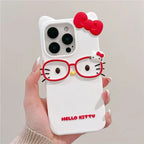 3D Glasses Cat Silicone Case for iPhone 11 12 13 14 15 16 17 Pro Max