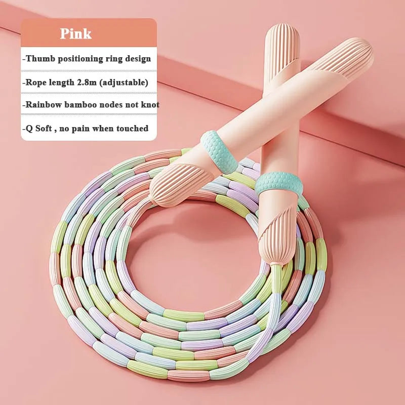 2.8M Bamboo Beaded Jump Rope PVC Segmented Skipping Rope for All Ages