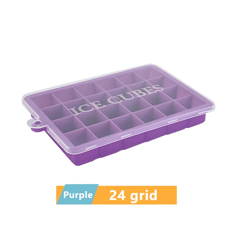 Large Silicone Ice Cube Tray Jumbo Square Ice Maker Mold (4–24 Grid)