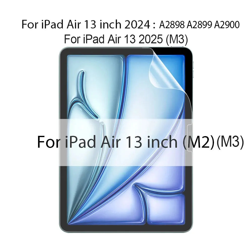 Screen protector for iPad Air 13 inch models with compatibility text.